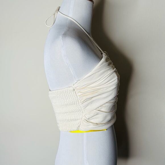 Zara Cream Ruched Bustier Halter Top - Picture 6 of 7